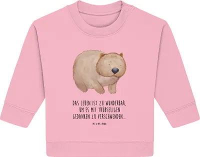 Produktbild von Mr. & Mrs. Panda Organic Baby Pullover Wombat 6. - 12. Monat - Baumwolle Pink - Geschenk, Lustige Sprüche, Motivation, Bullover, Spruch, Australien, Das Leben Ist schön