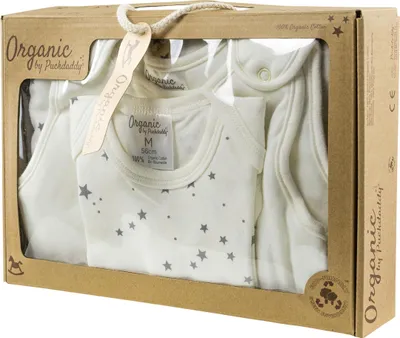 Produktbild von Puckdaddy Organic Schlafset Lia Schlafsack Langarm Babybody Größe 56 Sterne Weiß Grau