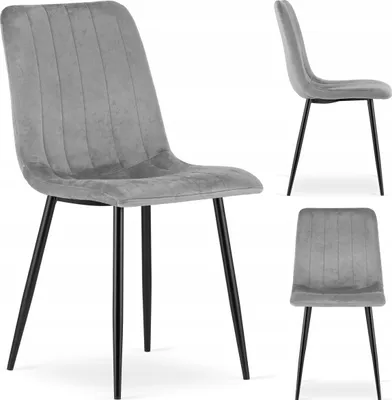 Zdjęcie produktu dla Krzesło Tapicerowane Welurowe Velvet do Salonu Kuchni Jadalni Szare Simple