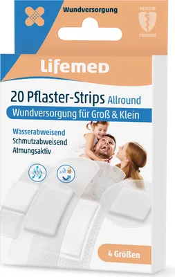 Obrázok produktu pre Lifemed 99004 Lifemed Pflaster-Strips "Allround", polopriehľadný, 20er