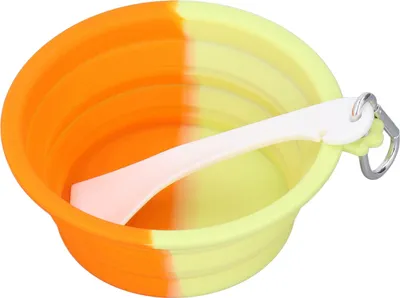 Obrázek produktu pro Skládací miska na krmivo pro psy a kočky, přenosná, silikonová cestovní miska na krmivo s háčkem, kterou lze mýt v myčce na nádobí
