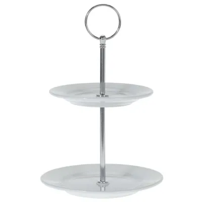 Produktbild von Servierständer mit 2 Ebenen Excellent Houseware, Porzellan, 15x21,5 cm, weiß