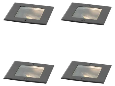 Zdjęcie produktu dla Zestaw 4 nowoczesnych reflektorów gruntowych czarnych z regulacją IP65 - Oneon
