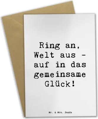 Produktbild von Mr. & Mrs. Panda Grußkarte Spruch Verlobung Glück - Weiß - Geschenk, kommunionskarte, einladungskarten, Vertrauen, Heirat, Heiraten, besonderen Anlass, osterkarte