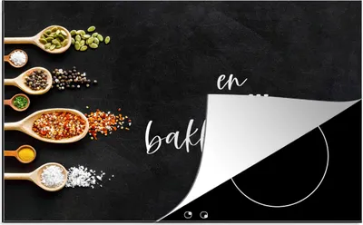 Produktbild von KitchenYeah© Herdabdeckplatte Und... Backen Sie! - Küche - Sprichwörter - Zitate - Gewürze , 76x51cm, Küche Deko, Glaskeramikkochfeld Herdabdeckung, Abdeckplatte fùr Kochfeld