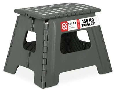 Klappbarer Tritt Hocker, faltbar, 30x37x29 cm, bis 150 kg, Kunststoff, lichtgrau