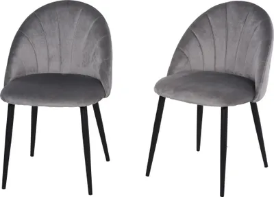 Produktbild von HOMCOM Esszimmerstühle 2er Set Küchenstuhl Wohnzimmerstuhl Bürostuhl mit Rückenlehne Samt Metall Grau 50 x 54 x 79 cm