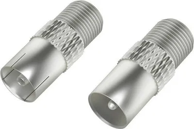 Image de Kit adaptateur SAT f. F fem. - f. coax. mâle/f. F fem. - f. coax. fem.