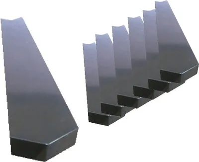 A set of metal corner connectors for a jacuzzi.