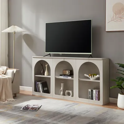 Image de Buffet 'Trorhun' avec 6 compartiments ouverts 160 x 30 x 80 cm Gris