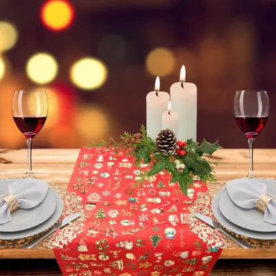 Rote Weihnachts-Tischläufer 180x32 cm Polyester