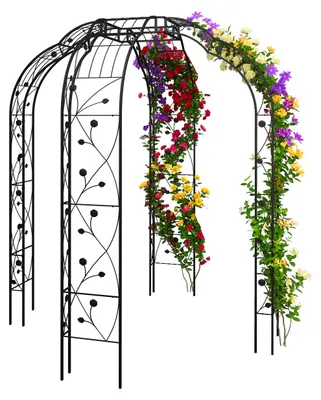 Zdjęcie produktu dla Relaxdays Altana różana, metalowa, wys. x szer. x gł.: 250 x 199 x 199 cm, łuk różany do ogrodu, podpórka dla pnączy, czarna