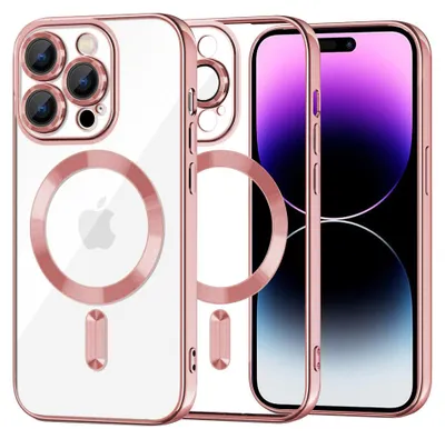 Produktbild von Techsuit Luxury Crystal Back Cover Hülle mit MagSafe für Apple iPhone 14 Pro Max - Rosa