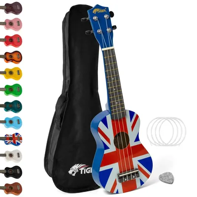 Productafbeelding van TIGER UKE10 - Ukulele voor beginners, model UK TIGER, inclusief gigbag, een viltplectrum, een set reserve snaren en voorzien van Aquila snaren
