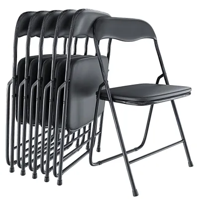Productafbeelding van Inklapstoel zwart, opvouwbaar met metalen frame, 44x44x78 cm