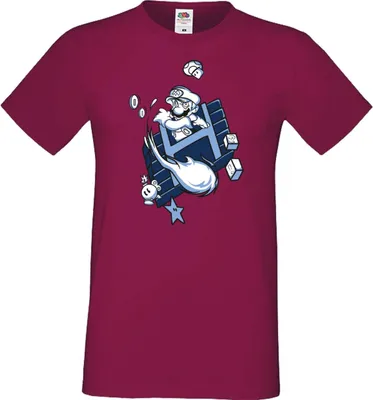 Produktbild von Herren T-Shirt Japan Manga Animation Comics Game Mario Fun Fire ball Var-006 Game Mario Fun Fireball, Man S / Burgundy