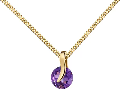 Produktbild von Amethyst Edelstein kleiner Anhänger 750 Gelbgold Damenanhänger . Mit Kette 36 cm
