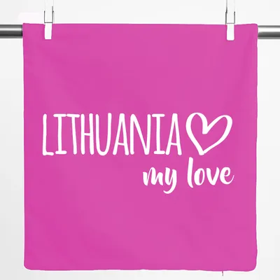 Produktbild von Huuraa Kissenbezug Lithuania my love 40x40cm Fuchsia Baumwolle Dekokissenbezug Geschenkidee
