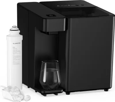 Produktbild von Klarstein Velaire Eiswürfelmaschine & Wasserspender – 2L Tank, PAC-Filter, 10kg/24h, Kleine & Große Eiswürfel, Touchpanel, Filteranzeige, Alarm & Filterwechselanzeige, Eiswürfelbereiter für Zuhause