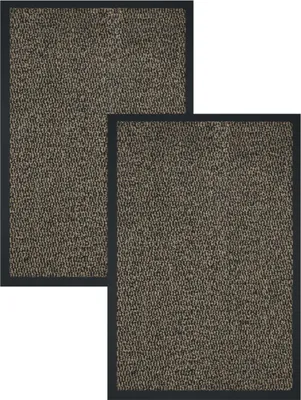 Produktbild von Fußmatten Set 2-teilig - 40x60 cm - Braun - PVC-Rücken - Schmutzfangmatte - Türmatte - Rutschfest - Wetterfeste