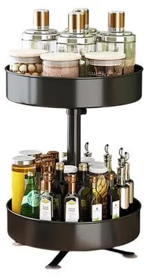 Obrázek produktu pro Kuchyňský úložný regál s 360stupňovou otočnou funkcí, kořenář z nerezové oceli, multifunkční kořenář do kuchyně, úsporný a stabilní