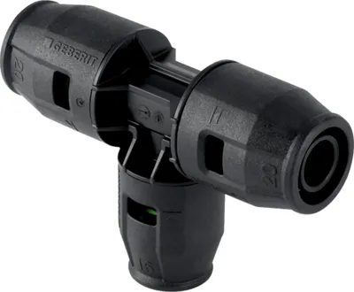 Obrázok produktu pre Geberit GE PushFit T-kus, PVDF, zúžený, 90 stupňov, d25x25x20 mm, 1 ks.