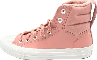 A side view of a pink Converse Chuck Taylor All Star sneaker.