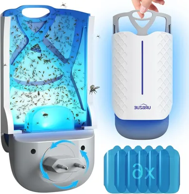 Produktbild von Elektrische Insektenfalle - Fliegenfänger - Schädlingsbekämpfung - Geräuscharme UV-Lichtfalle - 6 Nachfüllpackungen - Weiß