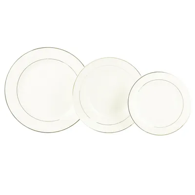 Produktbild von 18-tlg. Tafelservice für 6 Personen Weiß Gold– Porzellan Tellerset weiß – 6 Speiseteller 27 cm, 6 Suppenteller 22 cm, 6 Dessertteller 20 cm