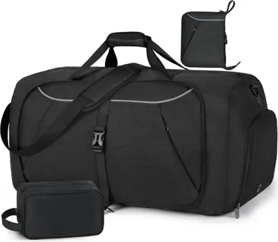 Produktbild von Faltbare Reisetasche 100L Schwarz Sporttasche Schuhfach Herren Damen