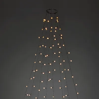 Produktbild von LED Baummantel mit Ring Ø 15, mit Globes, 8 Stränge à 50 Dioden, vormontiert, 400 bernsteinfarbene Dioden, 24V_Außentrafo, schwarzes Kabel