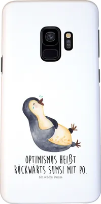 Produktbild von Mr. & Mrs. Panda Samsung Galaxy S9 Handyhülle Pinguin Lachen - Weiß - Geschenk, Hülle, Haha, Funny, Handy Schutzhülle, Case, Pinguine, Humor, Cover, Witzig, Lol