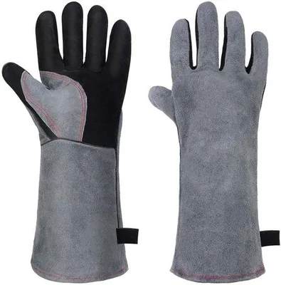 Immagine prodotto di Guanti protettivi resistenti al calore - Guanti per saldatura - Resistenti al calore, ai tagli e all'abrasione fino a 350 °C - Guanti protettivi lunghi 40 cm - Per saldatura e cucina