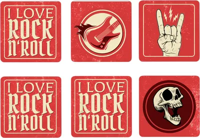 Produktbild von I love Rock n Roll 6er Set Untersetzer aus Holz