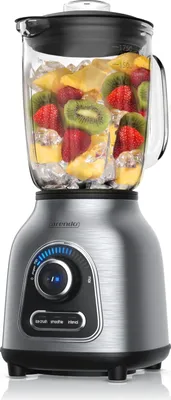 Produktbild von Arendo Standmixer Edelstahl, 1400 Watt, Glas Smoothie Mixer / Maker Ice Crush Funktion Milchshaker, 1,75 Liter Glasbehälter, Silber/Schwarz