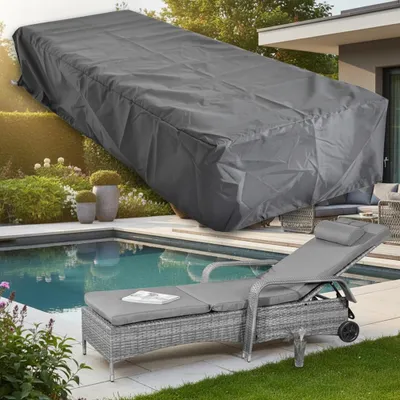 Produktbild von Schutzhülle Gartenmöbel 220×78×60 cm schwarz wetterfest mit Kordelzug