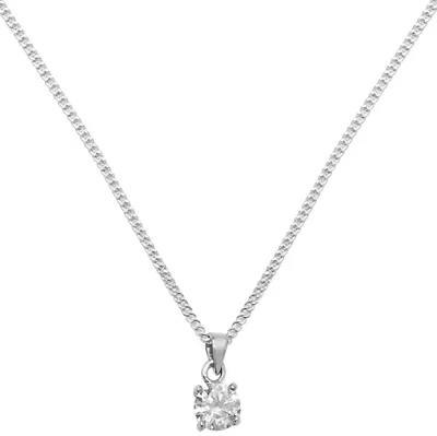 Produktbild von 925 Sterling Silber Solitär Damen - Anhänger + Kette mit Zirkonia - 12mm*6mm; TRS14121