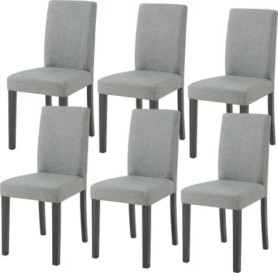 Image de Chaise de salle à manger 'Hamburg' (lot de 6) Chaise rembourrée textile pieds en bois gris clair