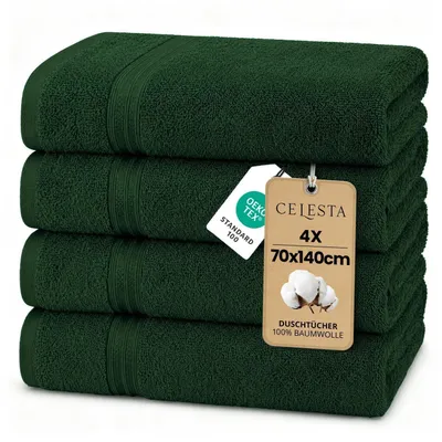 Zdjęcie produktu dla Ręczniki 70x140 cm, zestaw 4 sztuk, 100% bawełna frotte, kolor zielony