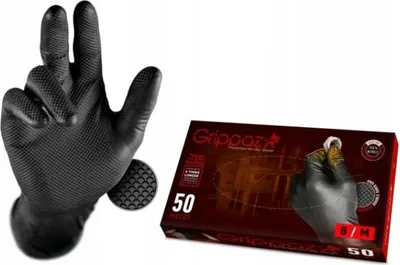 Zdjęcie produktu dla Rekawice Nitrylowe Ochronne Grippaz 246 Czarne (Op. 50 Szt) Rozm. M