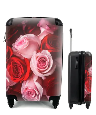 Produktbild von MuchoWow® Koffer Handgepäck Trolley Rollkoffer Kleine Reisekoffer mit 4 Rollen - Nahaufnahme eines Straußes aus rosa und roten Rosen - Cabin Size < 55x40x23 cm & 55x40x20 cm - Fotokoffer - Kabinenkoffer - Boardgepäck - Reise-Box - Reisekoffer - Reisegepäck - Koffer mit Bild - Trolley für Kinder