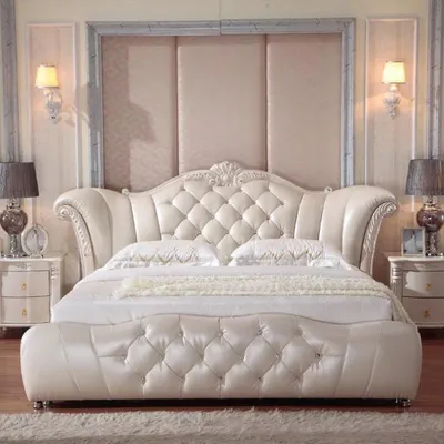 Produktbild von Design Chesterfield Bett Textil Samt Polster Leder Hotel Betten Schlafzimmer Neu