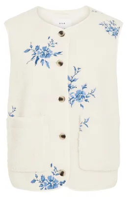 Produktbild von Vila (97) VIADA EMBROIDERY TEDDY VEST, Birch/EMBROIDERY Blue Birch/EMBROIDERY Blue Birch/EMBROIDERY Blue 38