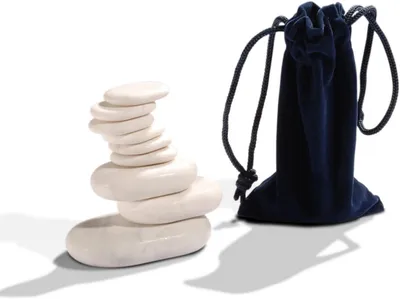 Productafbeelding van Marmeren massagebank, set van koude stenen, wit marmer, 9-delig, diverse maten