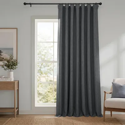 Raumverdunkelungsvorhang extra breit 100x84 cm, Leinenoptik, dunkler Kies