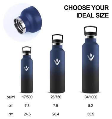 Produktbild von Edelstahl Trinkflasche 500ml, auslaufsicher, BPA-frei, Thermosflasche mit