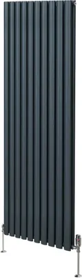Immagine prodotto di Radiatore tubolare ovale e valvole termostatiche cromate - 1800 mm x 600 mm - grigio antracite