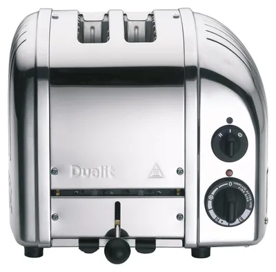A studio shot of a chrome toaster.