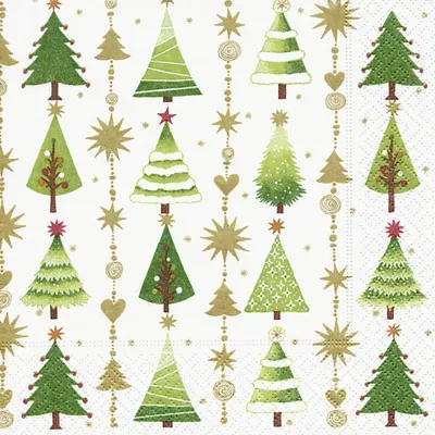 Produktbild von Weihnachts Cocktailservietten "Tannenketten" - 25 x 25 cm