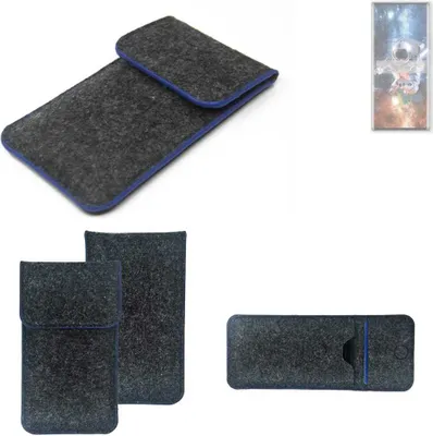 Produktbild von K-S-Trade Handy-Hülle Schutz-Hülle kompatibel mit ZTE Axon 50 Ultra Filztasche Pouch Tasche Case Sleeve Filzhülle dunkelgrau, blauer Rand